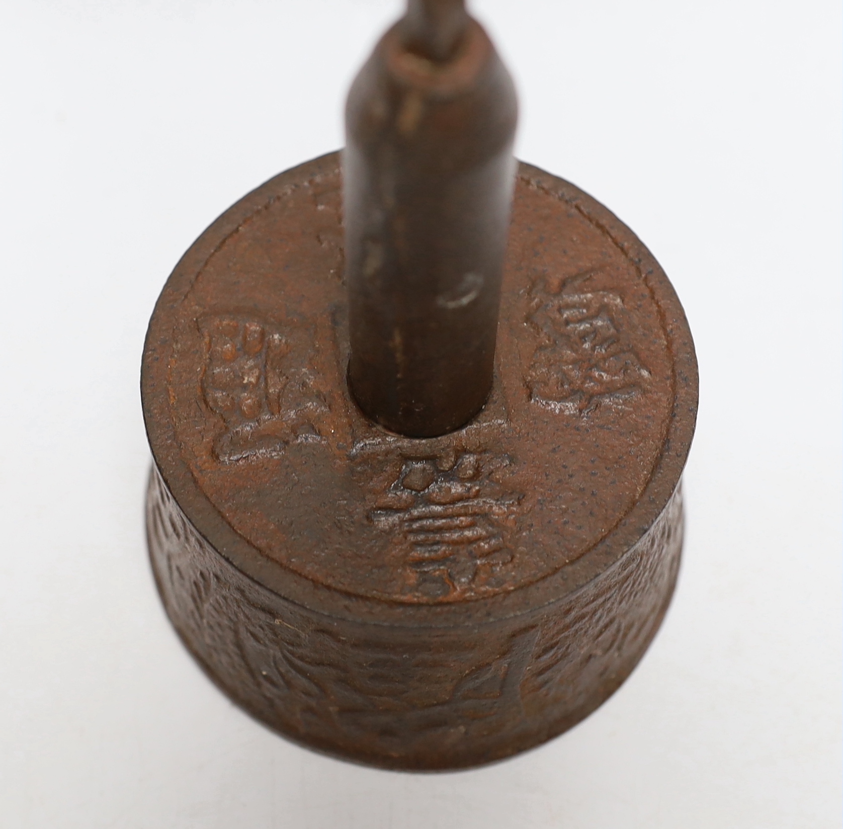 A Chinese iron lamp stem, 37.5cm